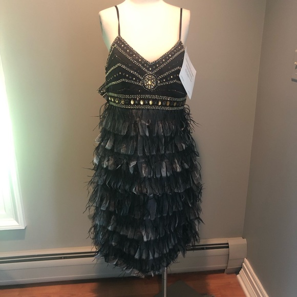 J. Peterman Dresses & Skirts - STUNNING! Art Deco Gatsby 20s J.Peterman Silk feather embellished dress  14 NWOT